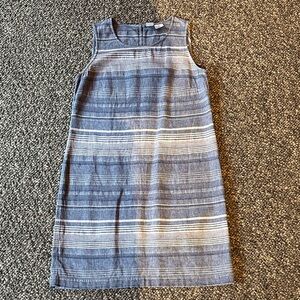 Artisan Ny Blue and White Striped Dress, sz 2 linen and cotton blend